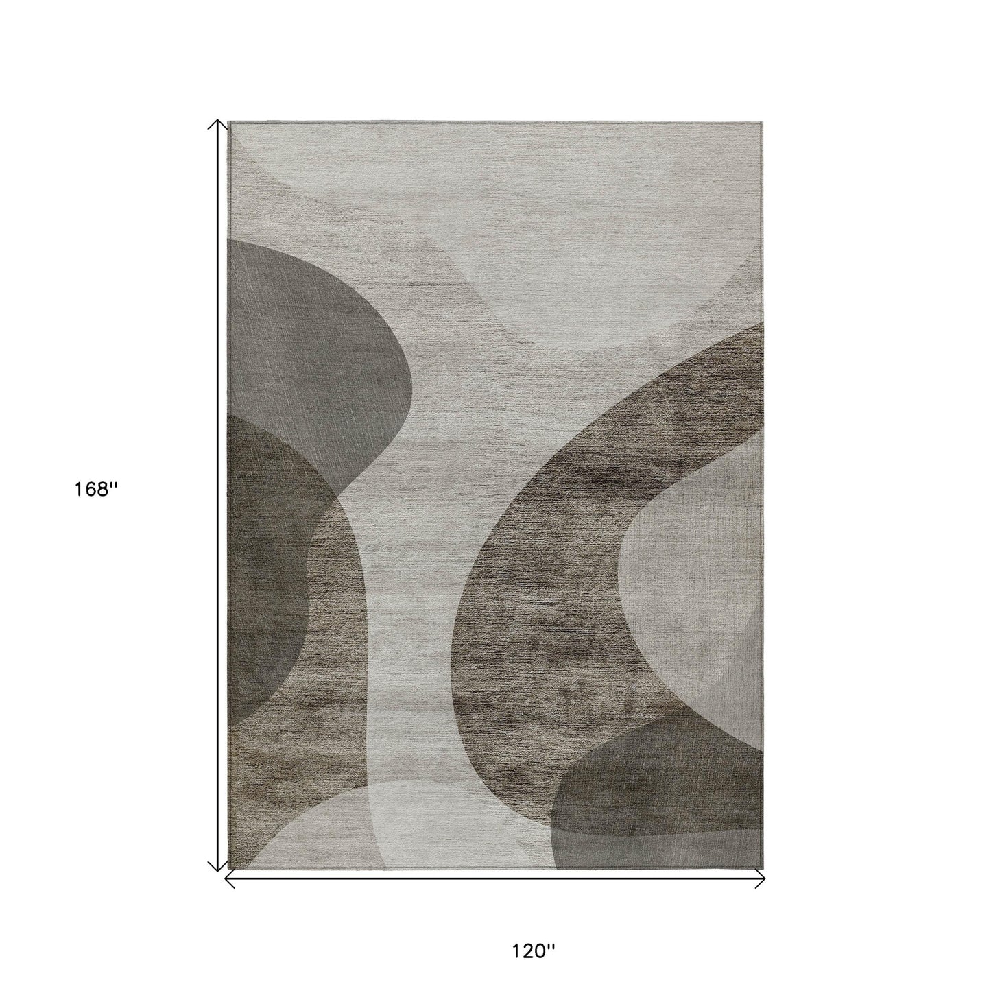 10' X 14' Taupe Beige And Chocolate Abstract Washable Indoor Outdoor Area Rug-2