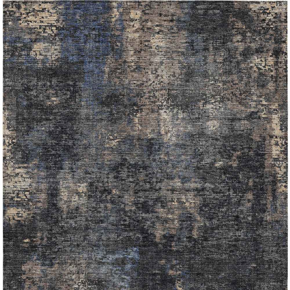 3' X 5' Charcoal Gray And Silver Abstract Washable Indoor Outdoor Area Rug-6