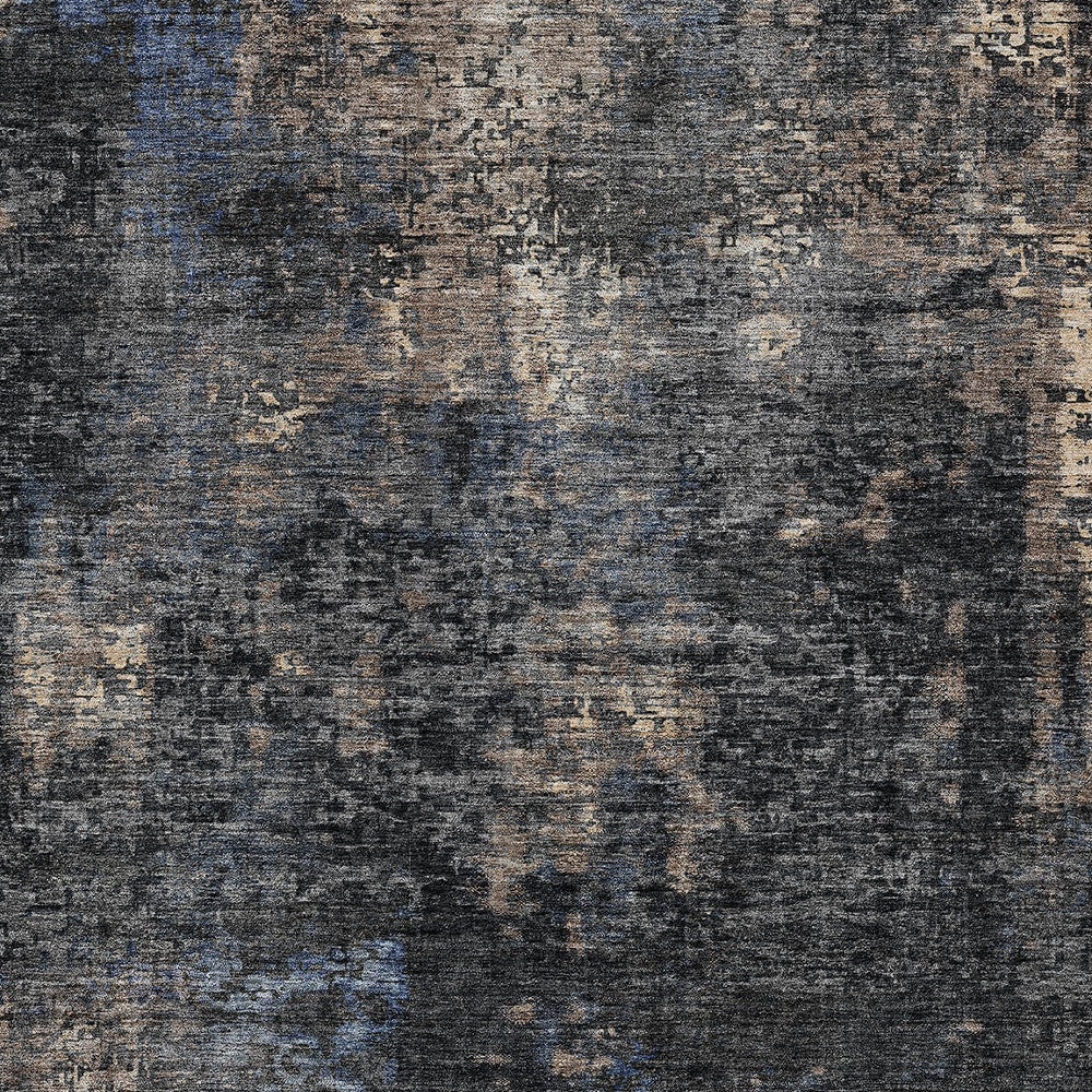 3' X 5' Charcoal Gray And Silver Abstract Washable Indoor Outdoor Area Rug-5