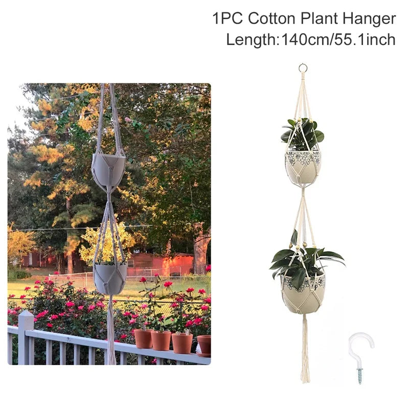 Macrame Hanging Plant Holder – Boho Wall & Garden Decor