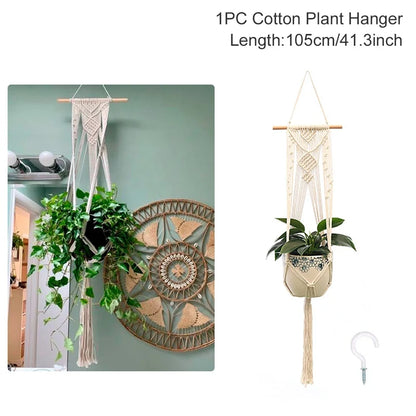 Macrame Hanging Plant Holder – Boho Wall & Garden Decor