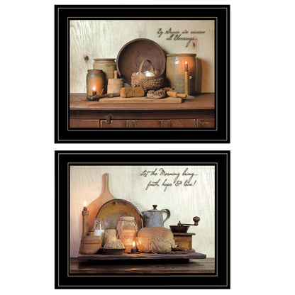 Set Of Two By Grace 3 Black Framed Print Kitchen Wall Art-1