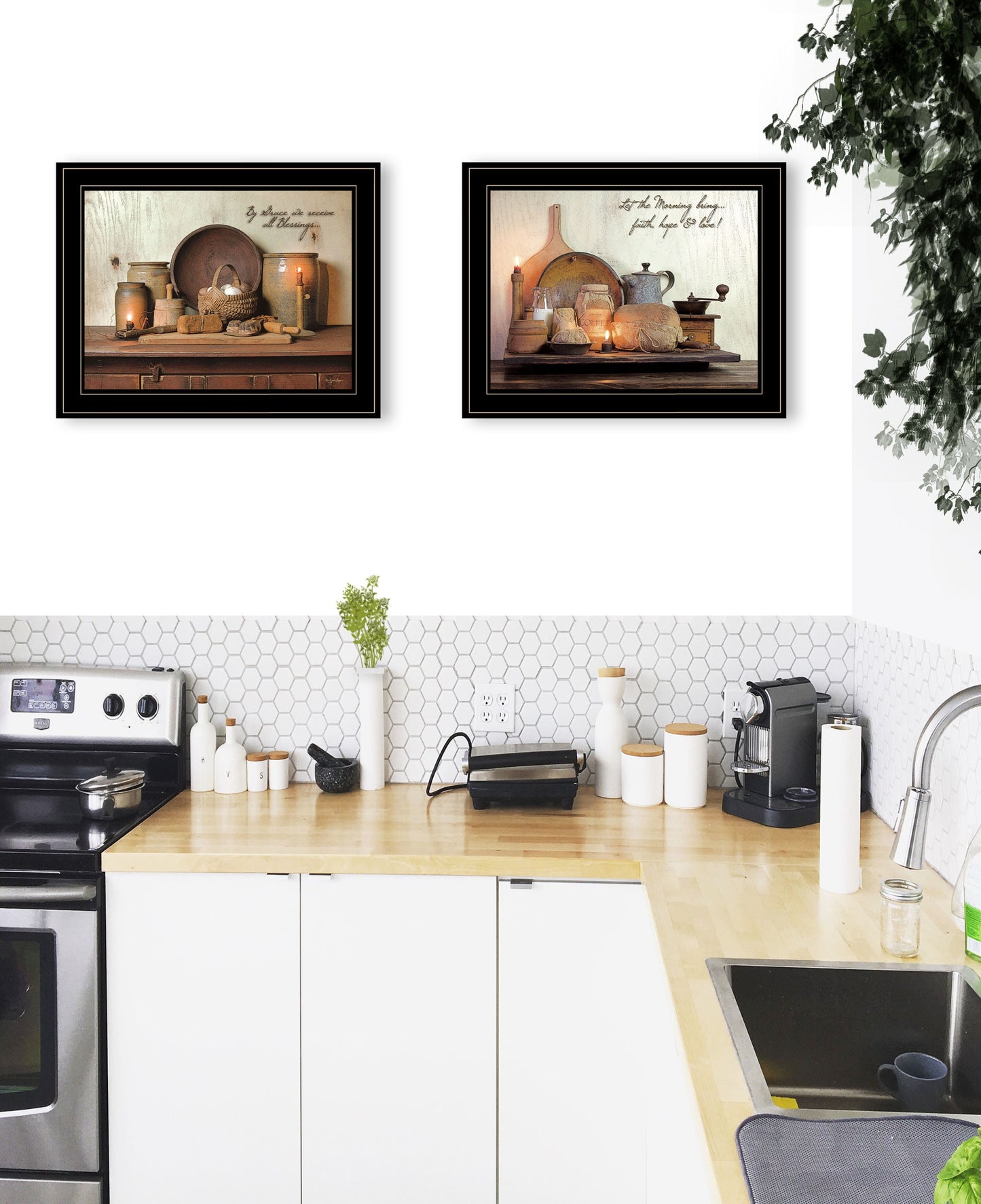 Set Of Two By Grace 3 Black Framed Print Kitchen Wall Art-3