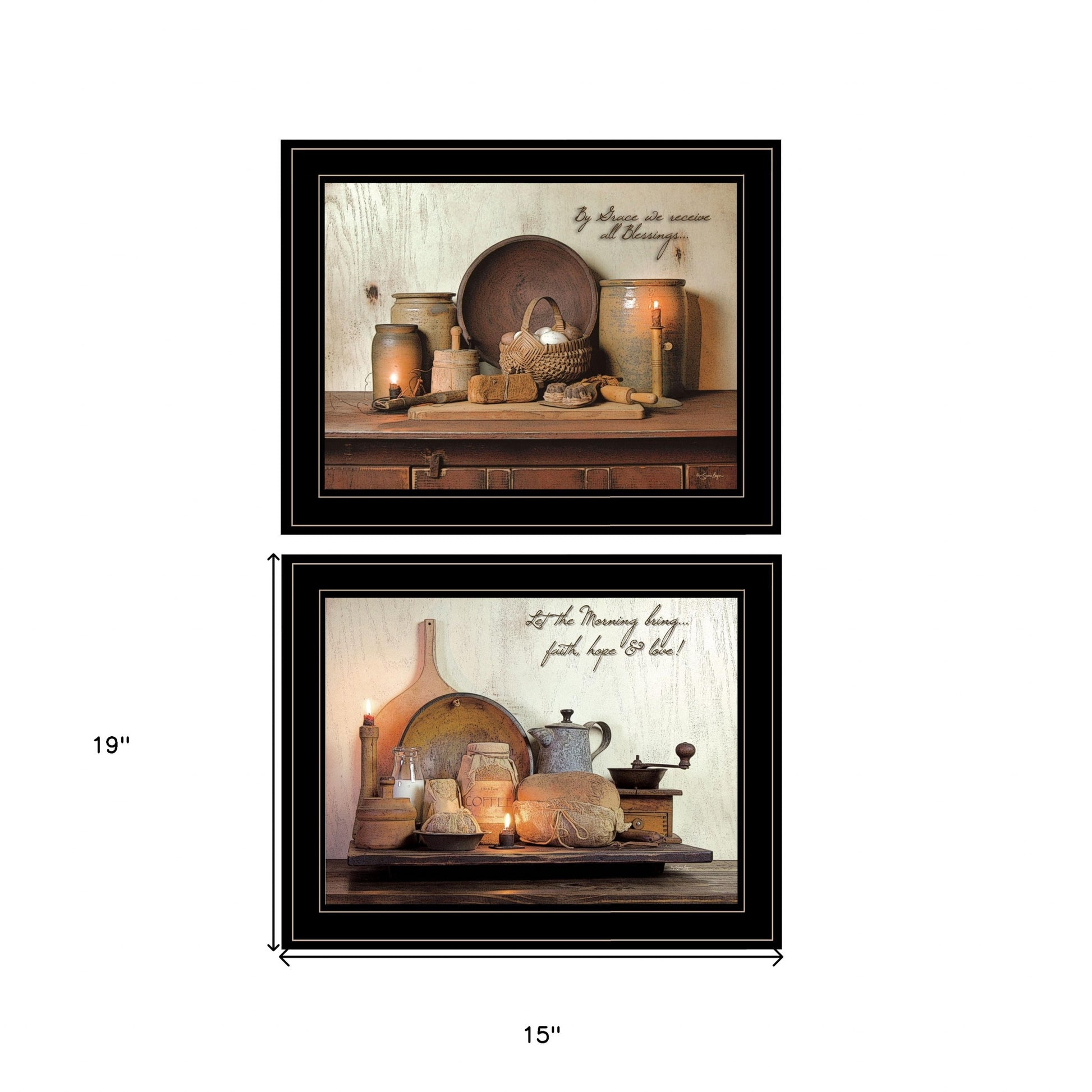 Set Of Two By Grace 3 Black Framed Print Kitchen Wall Art-4