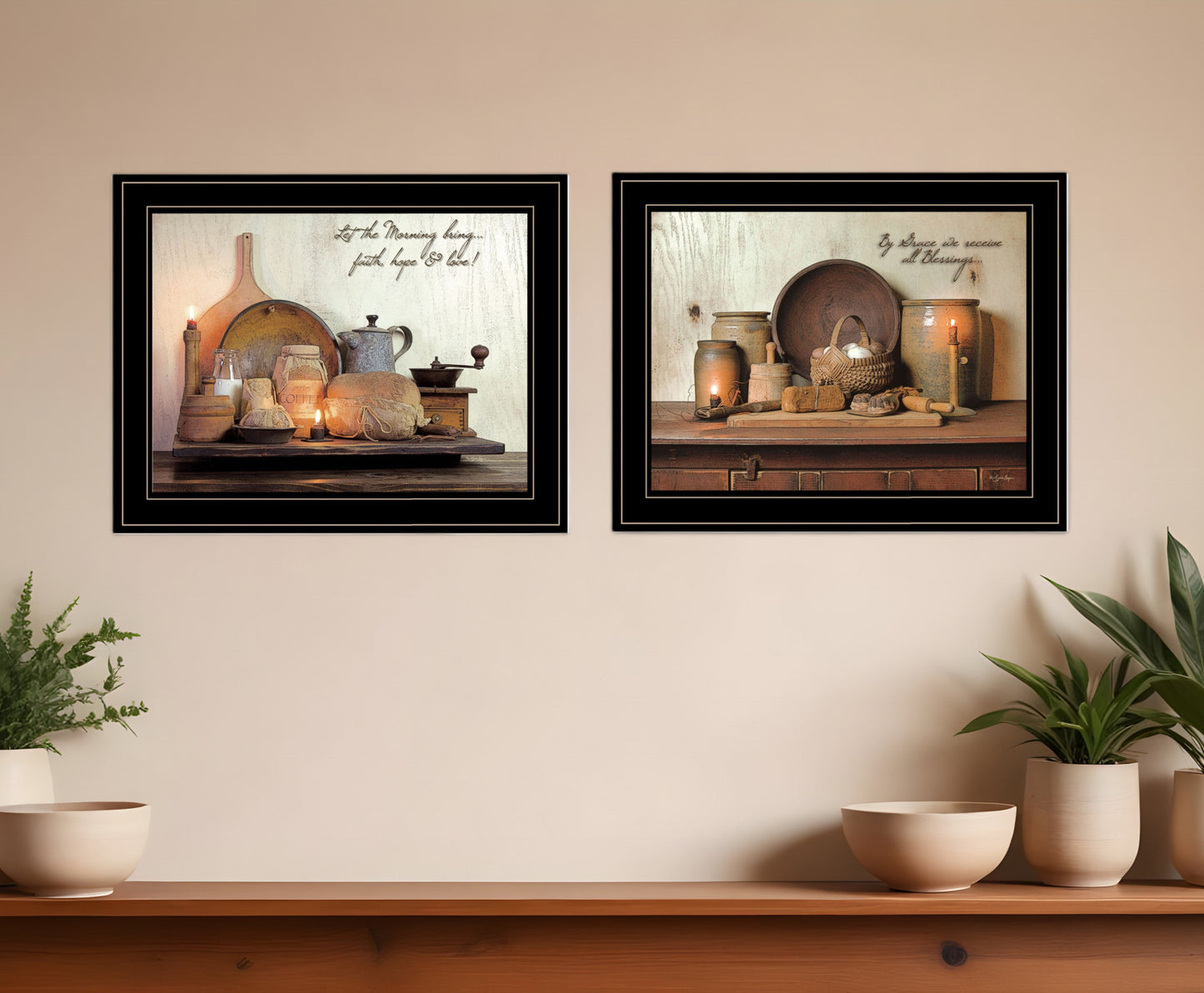 Set Of Two By Grace 3 Black Framed Print Kitchen Wall Art-0
