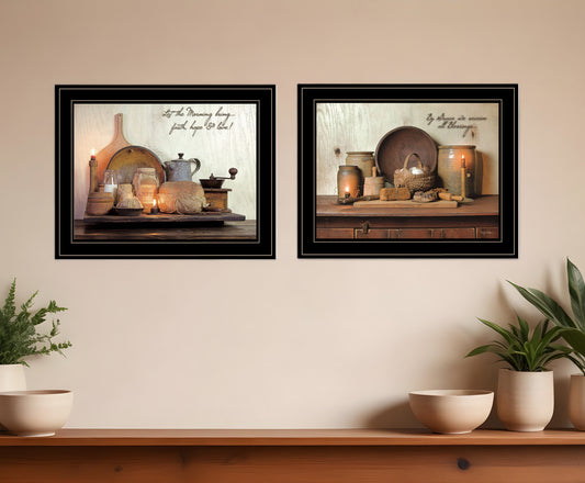 Set Of Two By Grace 3 Black Framed Print Kitchen Wall Art-0