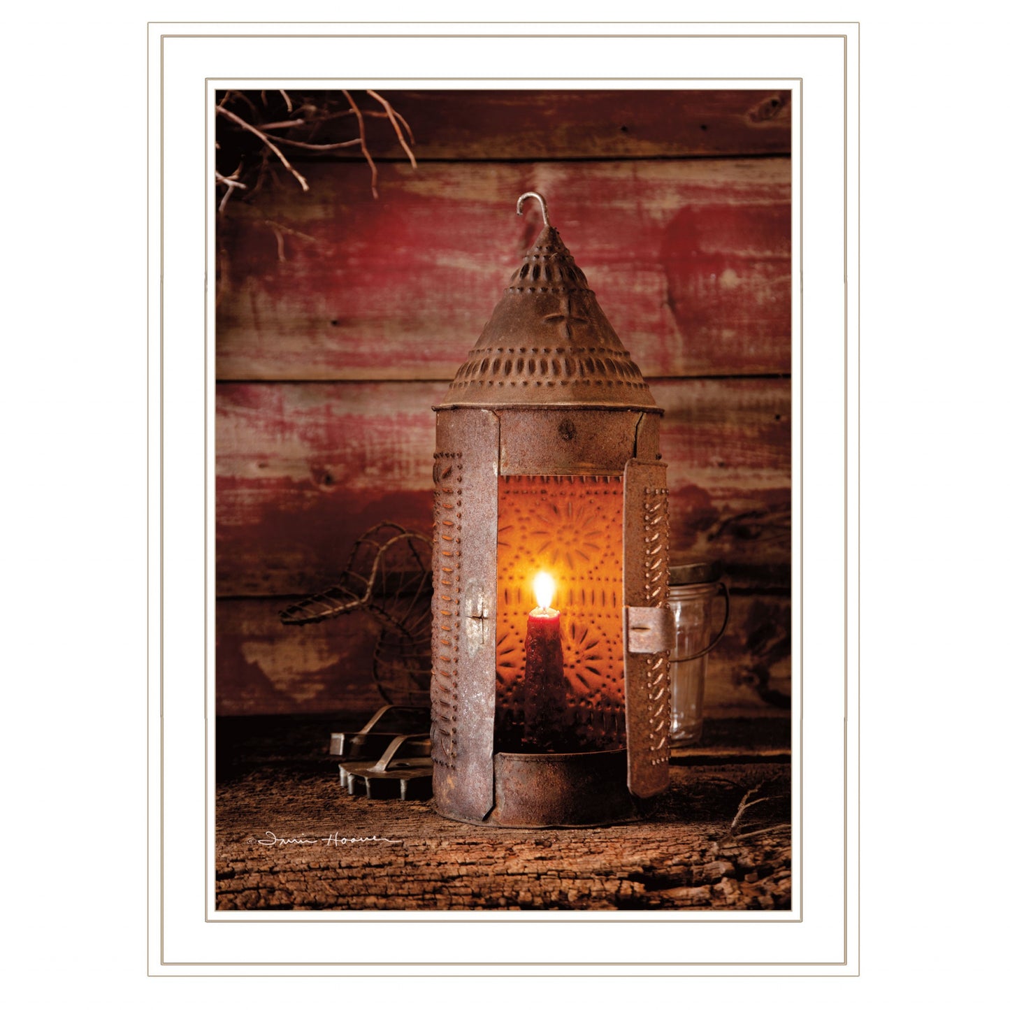 Tinners Lantern 1 White Framed Print Wall Art-1