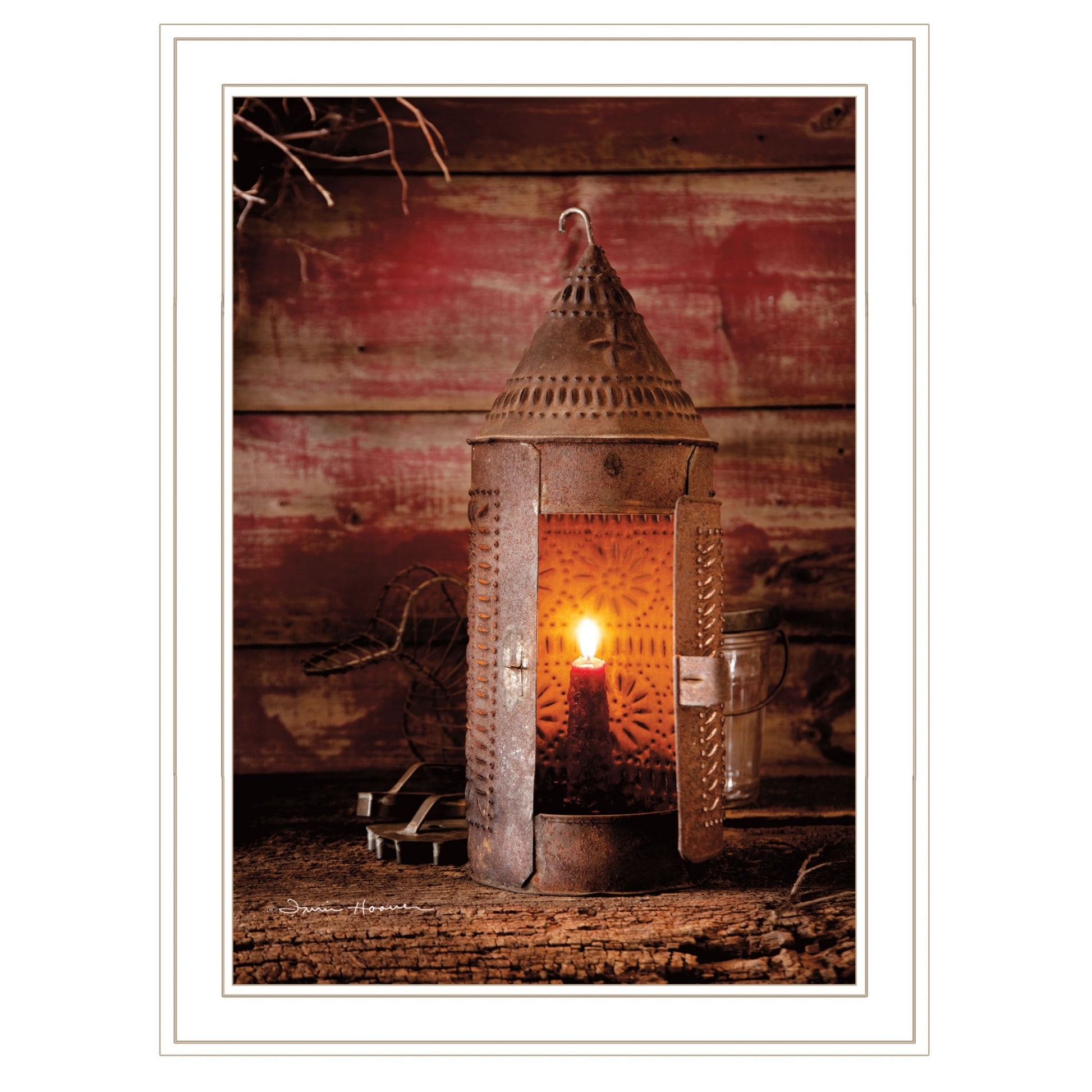 Tinners Lantern 1 White Framed Print Wall Art-1
