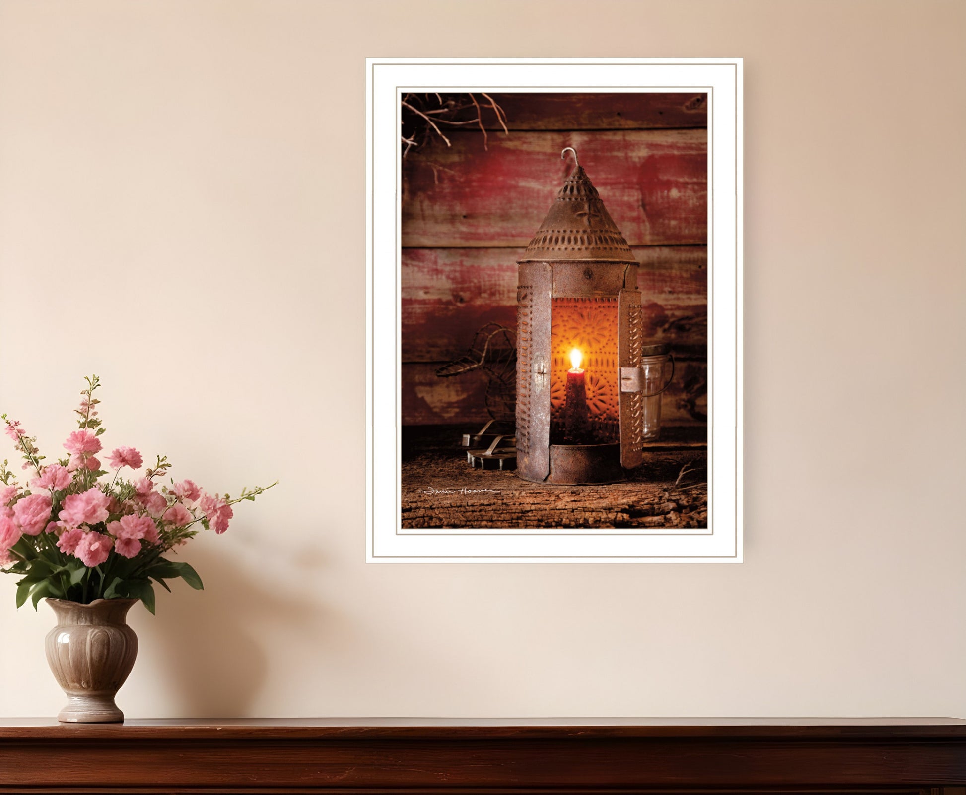 Tinners Lantern 1 White Framed Print Wall Art-0