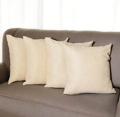 Set Of Four 22" X 22" Beige Polyester Zippered Pillow Cover-0