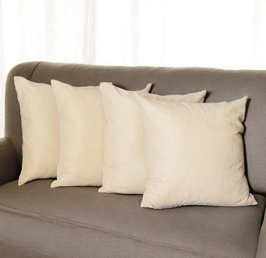 Set Of Four 22" X 22" Beige Polyester Zippered Pillow Cover-0