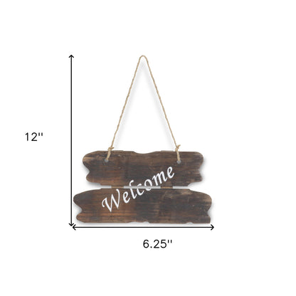 6" X 12" Brown Welcome Wood Wall Decor-5