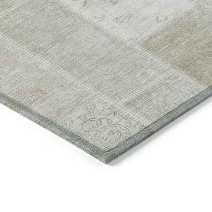 3' X 5' Taupe Beige And Tan Patchwork Washable Indoor Outdoor Area Rug-3