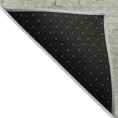 8' X 10' Artichoke Green And Ivory Geometric Washable Indoor Outdoor Area Rug-2