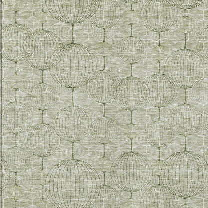 8' X 10' Artichoke Green And Ivory Geometric Washable Indoor Outdoor Area Rug-4