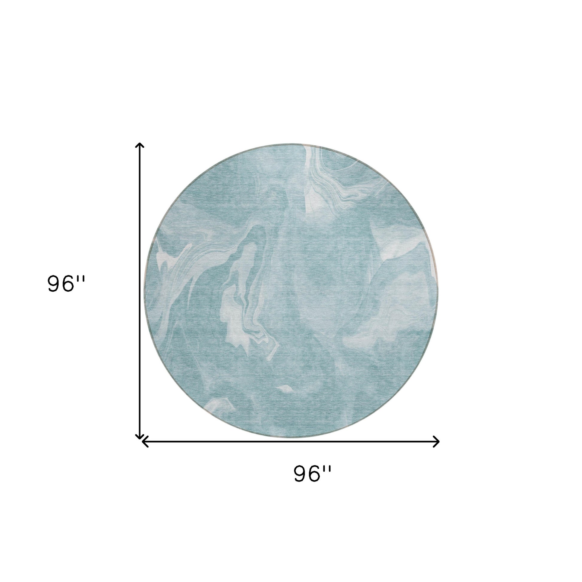 8' Teal Blue And Aqua Round Abstract Washable Indoor Outdoor Area Rug-2