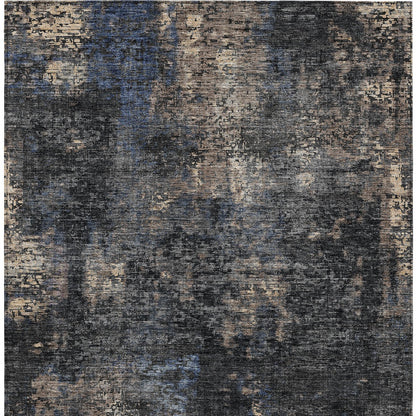 3' X 5' Charcoal Gray And Silver Abstract Washable Indoor Outdoor Area Rug-6