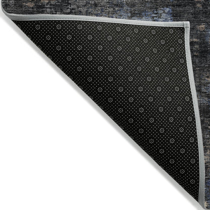 3' X 5' Charcoal Gray And Silver Abstract Washable Indoor Outdoor Area Rug-3