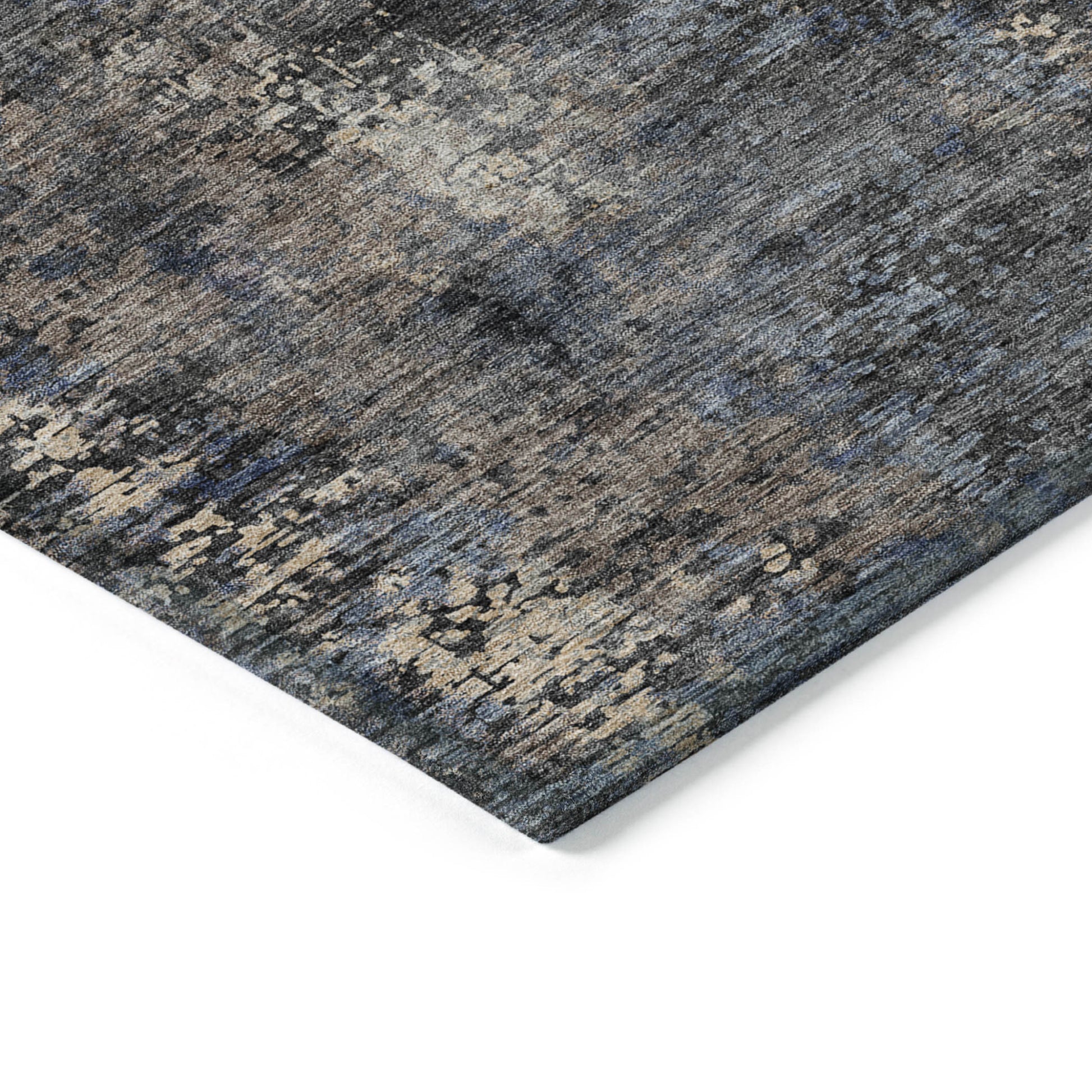 3' X 5' Charcoal Gray And Silver Abstract Washable Indoor Outdoor Area Rug-4