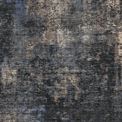 3' X 5' Charcoal Gray And Silver Abstract Washable Indoor Outdoor Area Rug-5