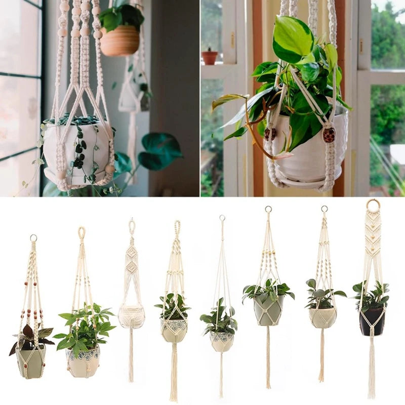 Macrame Hanging Plant Holder – Boho Wall & Garden Decor