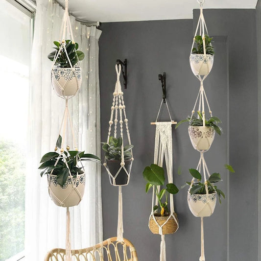 Macrame Hanging Plant Holder – Boho Wall & Garden Decor