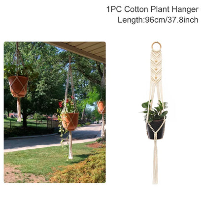 Macrame Hanging Plant Holder – Boho Wall & Garden Decor