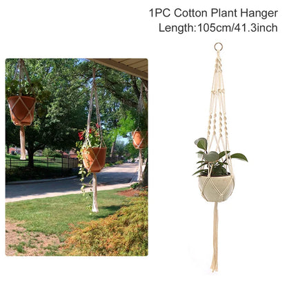 Macrame Hanging Plant Holder – Boho Wall & Garden Decor
