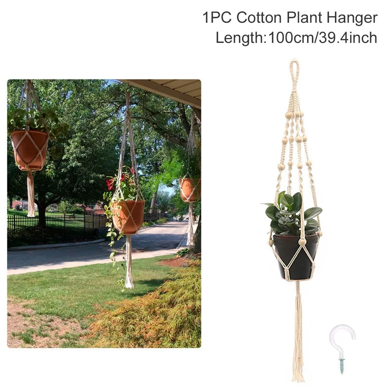 Macrame Hanging Plant Holder – Boho Wall & Garden Decor