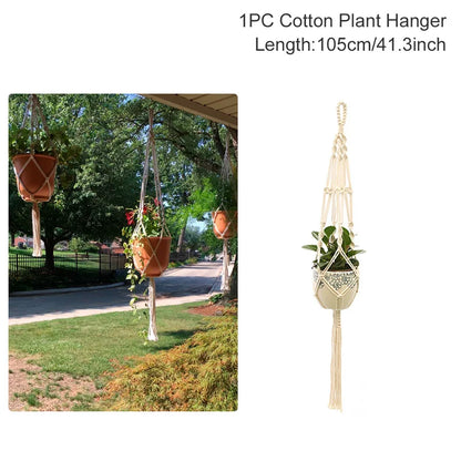 Macrame Hanging Plant Holder – Boho Wall & Garden Decor